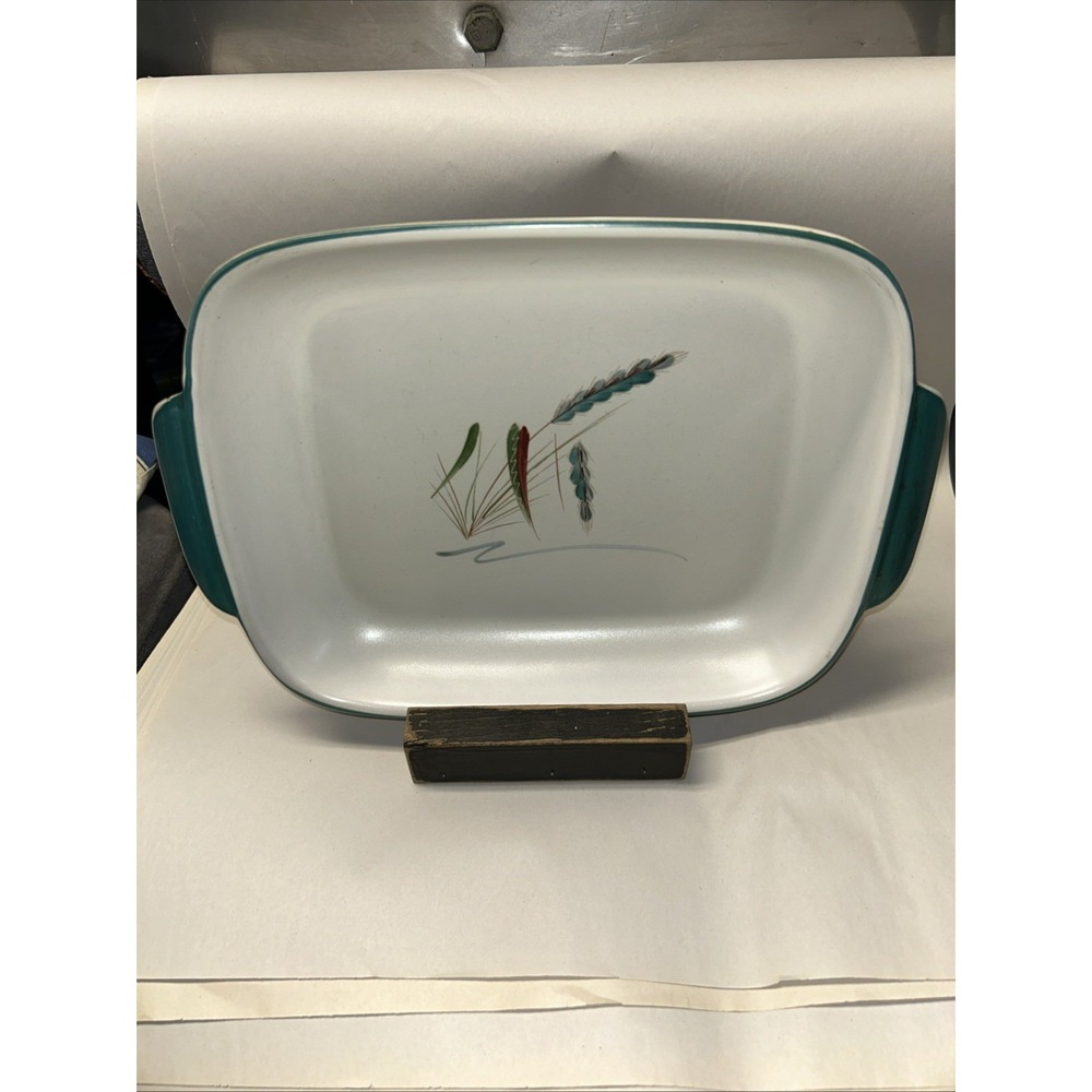 Vintage Denby England Greenwheat Baking Roasting Dish Oven Safe Green Wheat